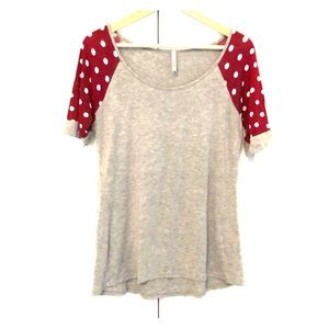 Gray & Burgundy Polka Dot Tee